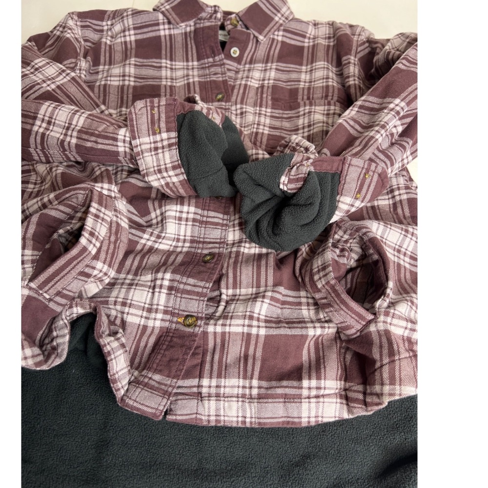 CARHARTT Womens Plaid Flannel Fleece-lined‎ Shirt Jacket Shacket Maroon L 12/14 - Picture 14 of 14